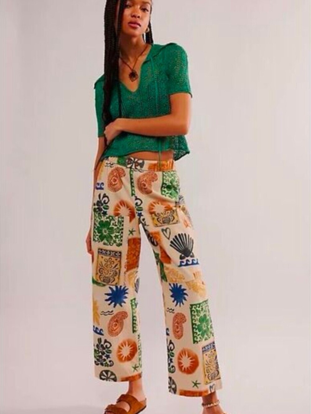 Free People Medium Printed Cotton Pants